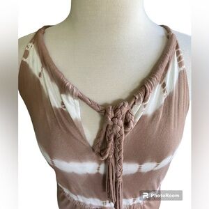 YFB Young Fabulous & Broke Maxi Tie Dye Tan Halter Dress XS